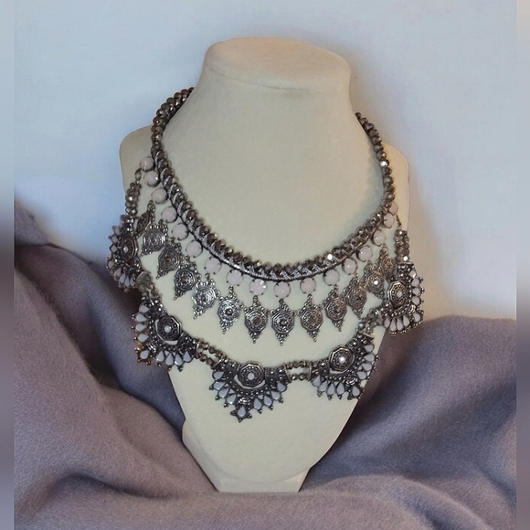 Park Lane Thrones Statement Necklace With Gems & Hematite Beads - Picture 2 of 4